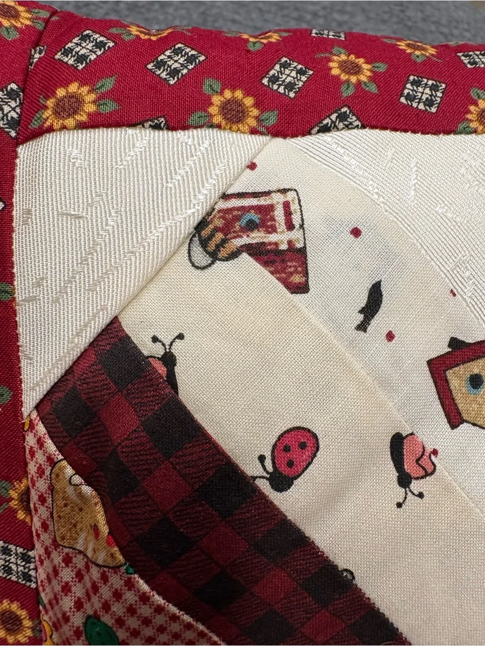 Red Patchwork Heart Holiday Accent Pillow